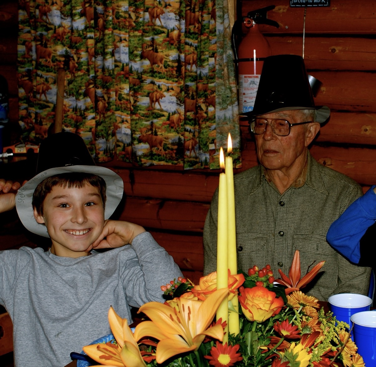 Gramps and me at the cabin in Maine