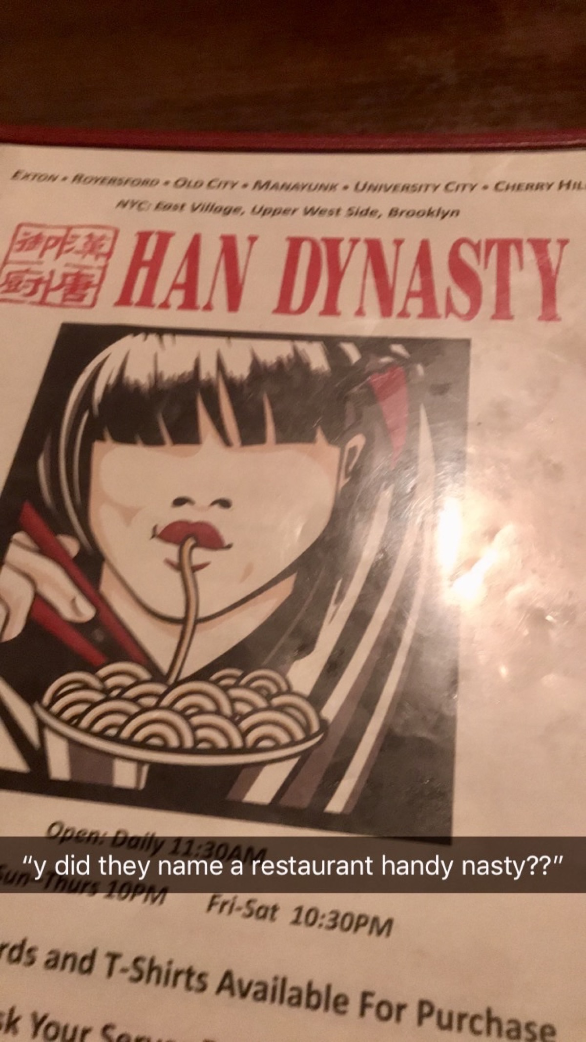 Han Dynasty restaurant menu